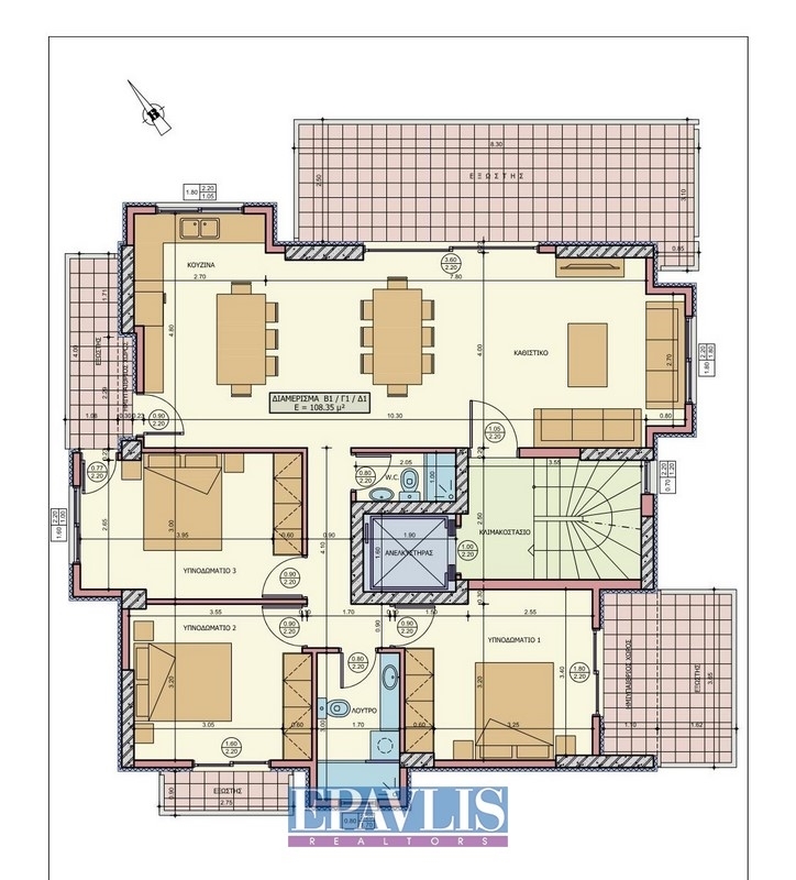 1626441, (Verkauf) Wohnung/Residenz Wohnung || Athens North/Chalandri - 108 m², 3 Schlafzimmer, 445.000€
